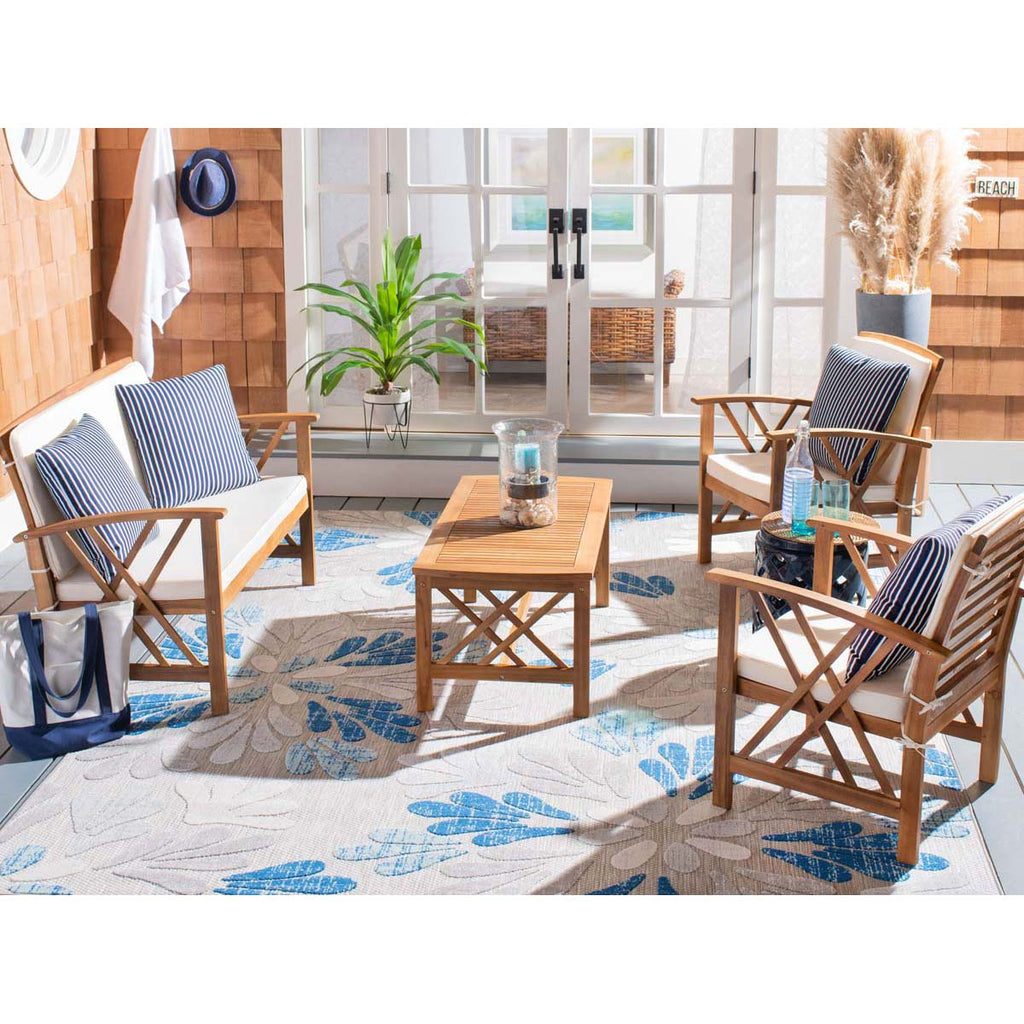 Safavieh Fontana 4 Pc Outdoor Set - Natural/Beige/Nvywht