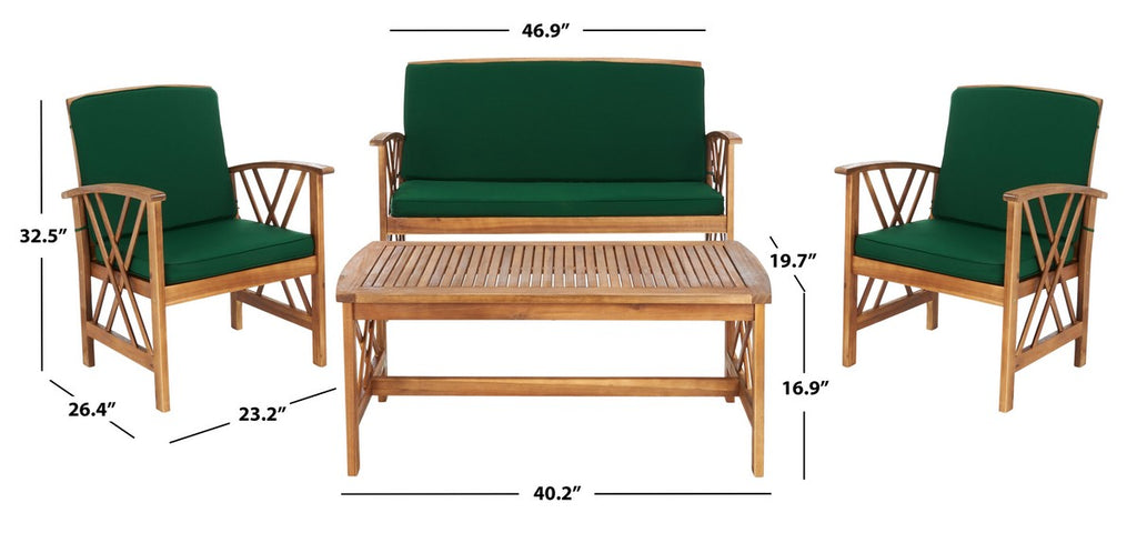 Safavieh Fontana 4 Piece Outdoor Set - Natural / Green