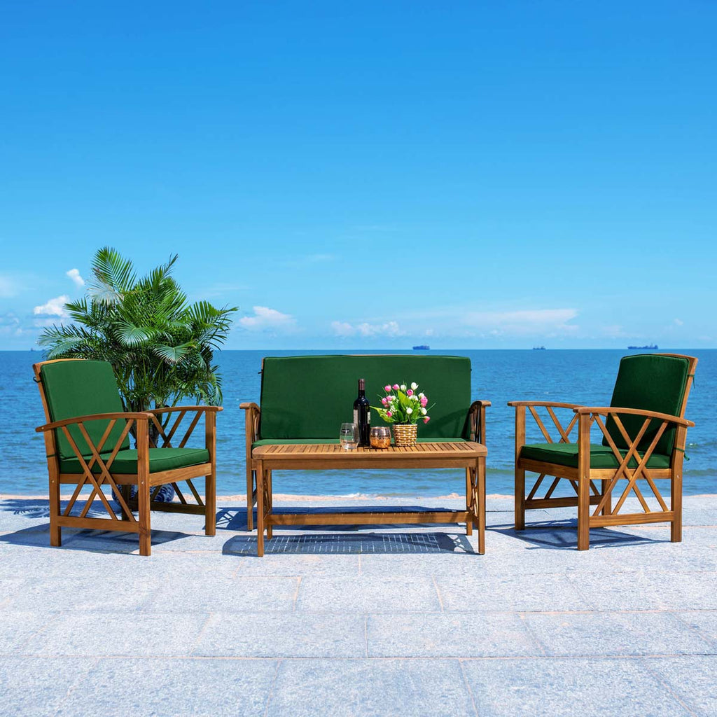 Safavieh Fontana 4 Piece Outdoor Set - Natural / Green