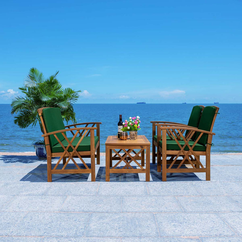 Safavieh Fontana 4 Piece Outdoor Set - Natural / Green