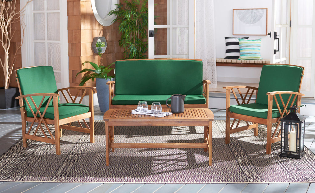 Safavieh Fontana 4 Piece Outdoor Set - Natural / Green