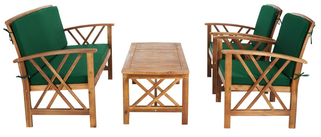 Safavieh Fontana 4 Piece Outdoor Set - Natural / Green