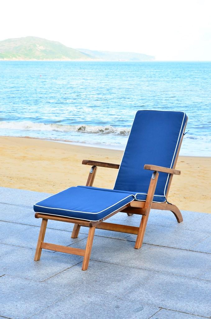 Safavieh Palmdale Lounge Chair - Natural/Navy