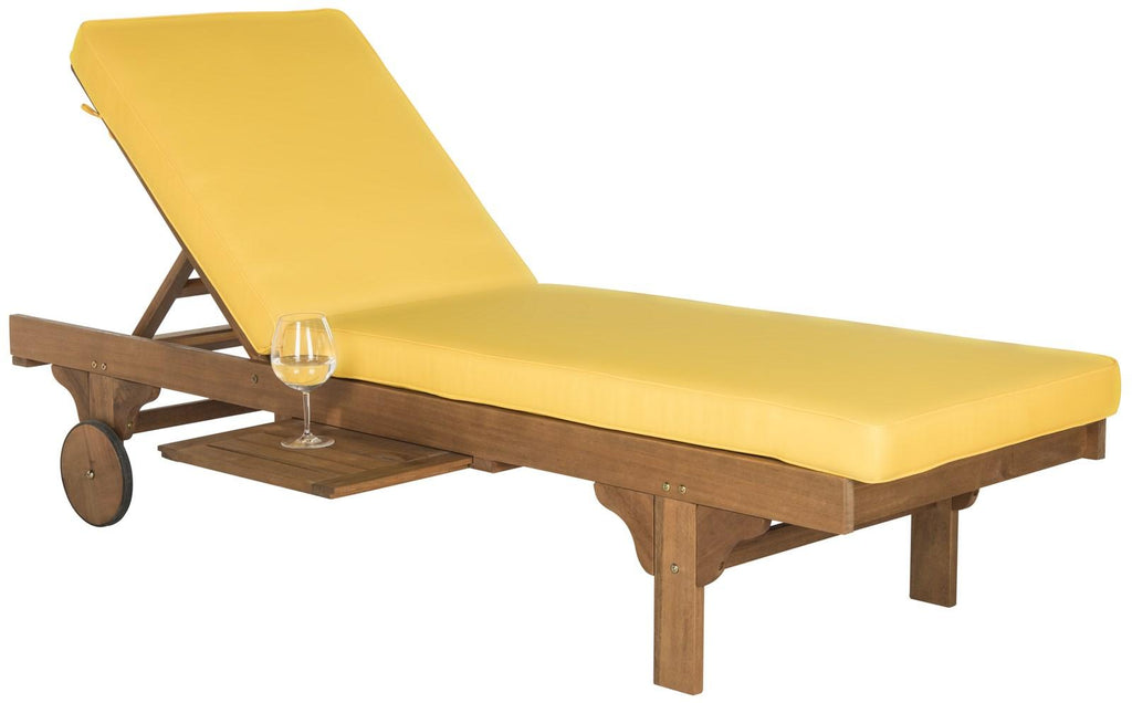 Safavieh Newport Chaise Lounge Chair With Side Table - Natural/Yellow