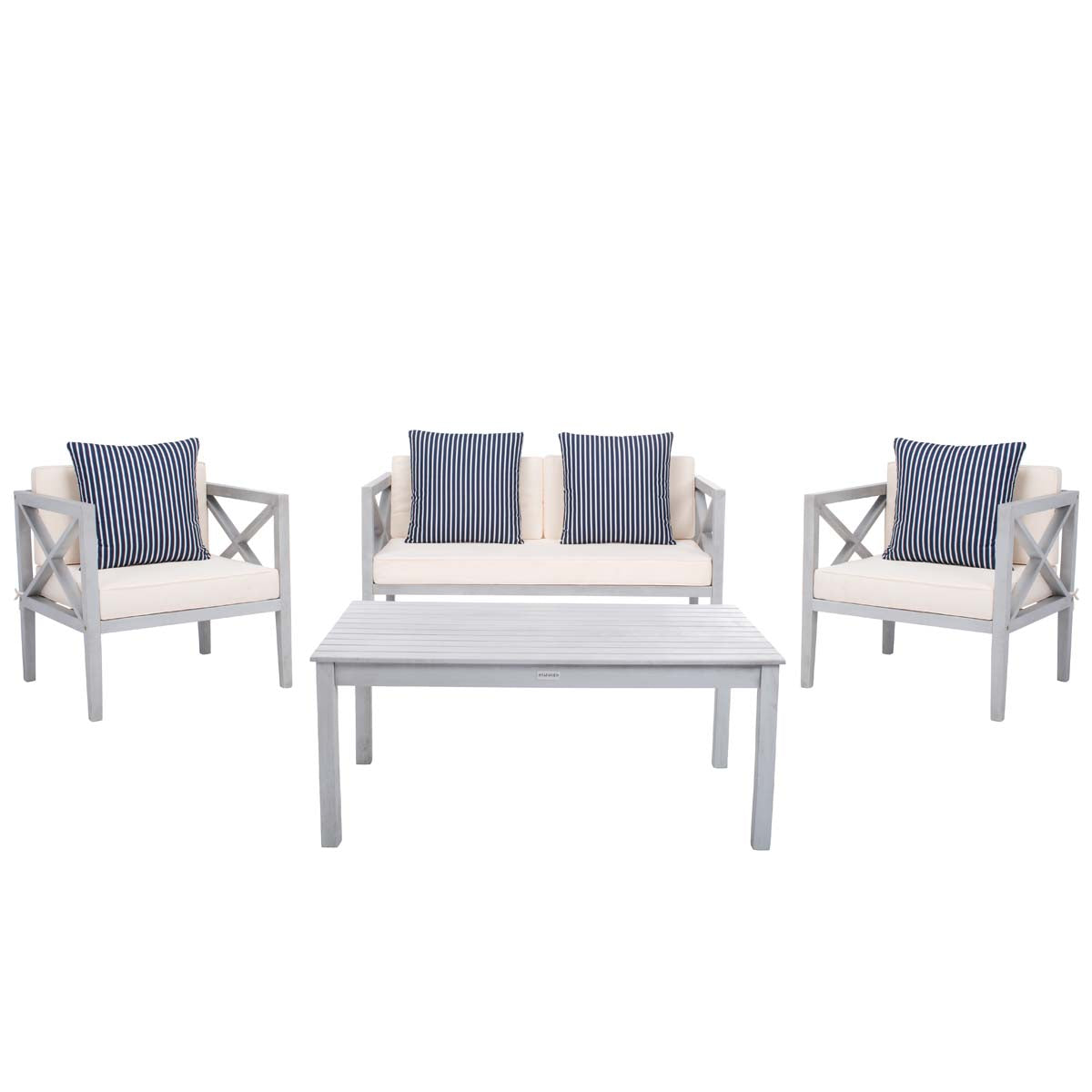 Safavieh nunzio 4 piece outdoor set 2025 with accent pillows