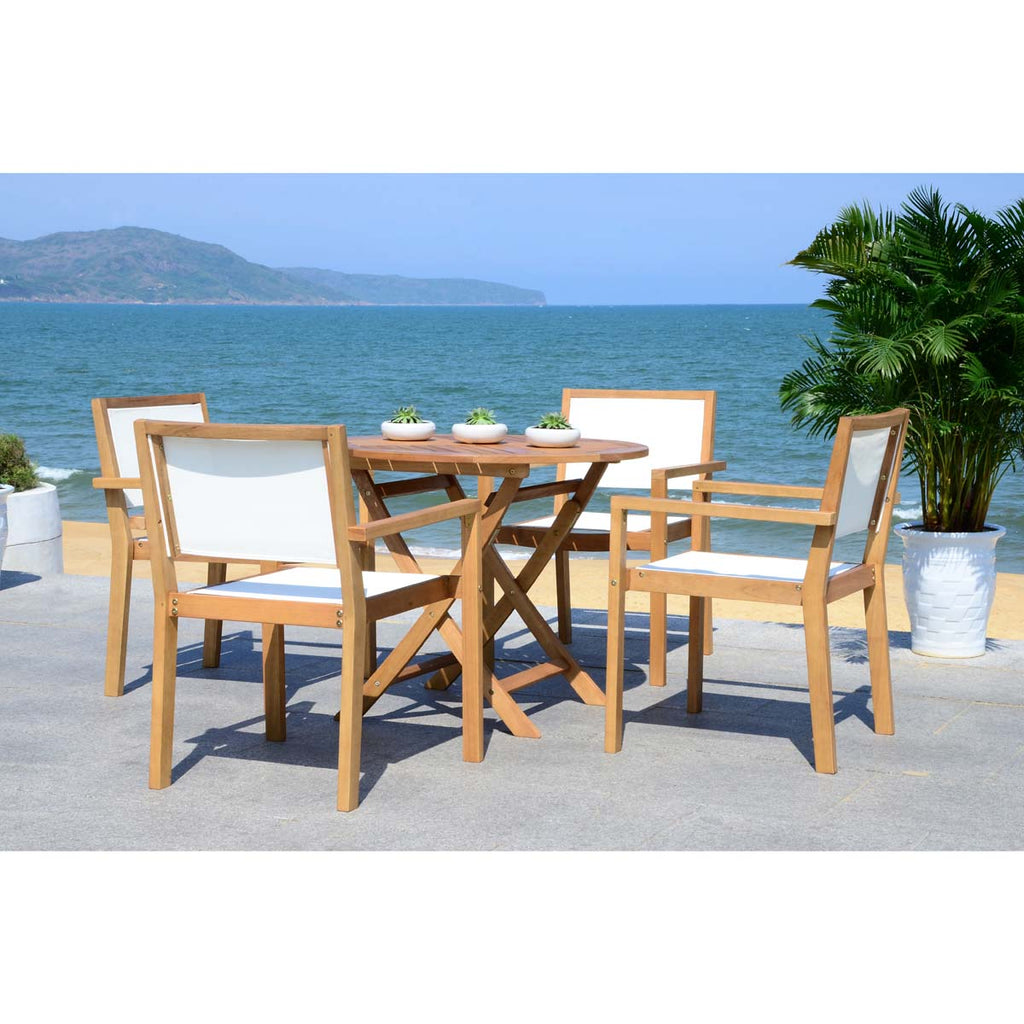 Safavieh Chante 35.4-Inch Dia Round Table 5 Piece Dining Set - Natural