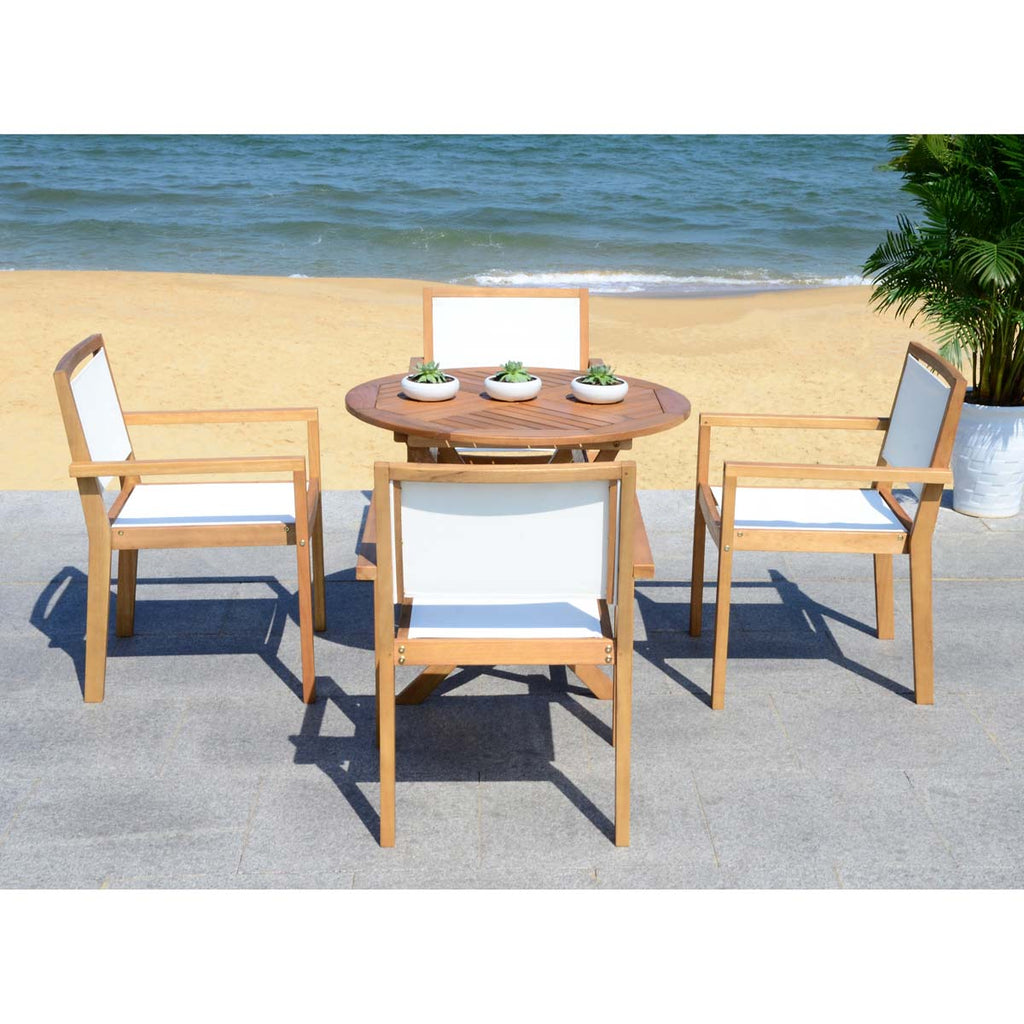 Safavieh Chante 35.4-Inch Dia Round Table 5 Piece Dining Set - Natural