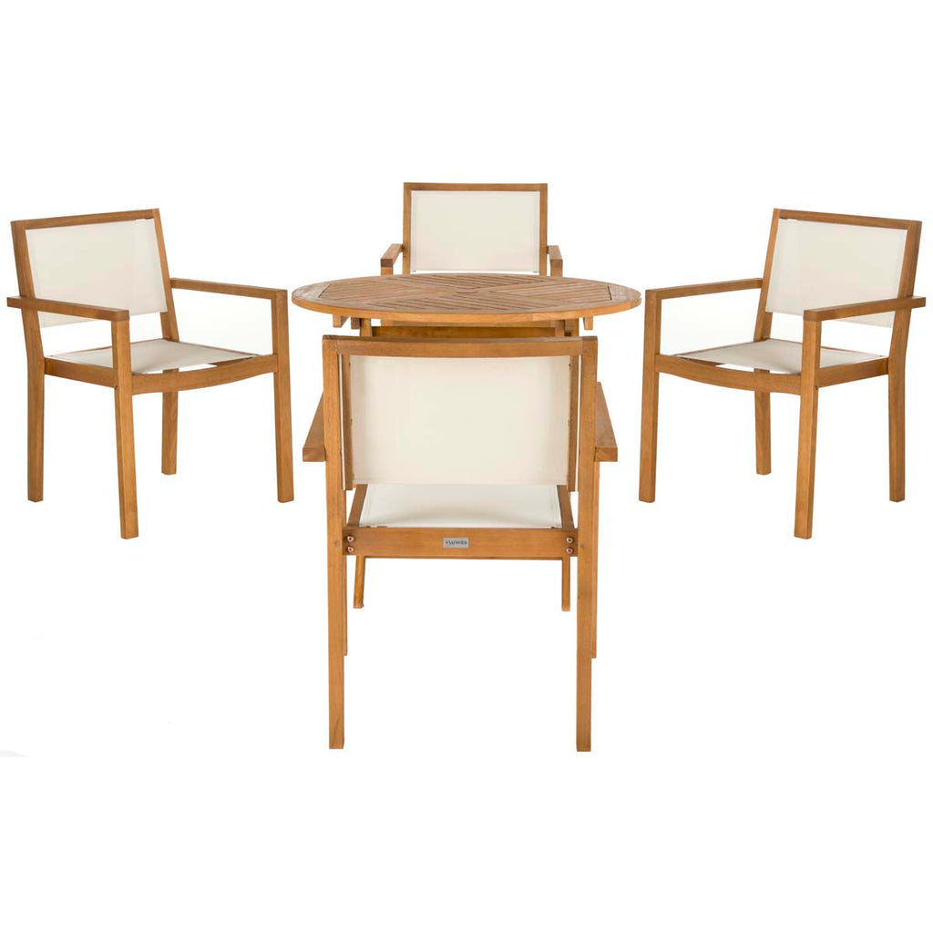 Safavieh Chante 35.4-Inch Dia Round Table 5 Piece Dining Set - Natural