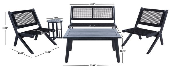 Safavieh Kobina 5 Piece Outdoor Living Set - Black / Black