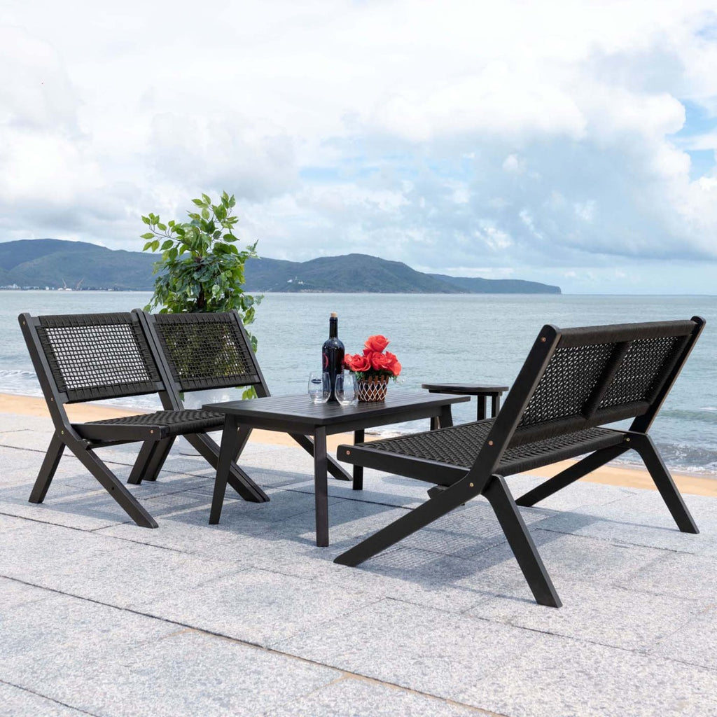 Safavieh Kobina 5 Piece Outdoor Living Set - Black / Black