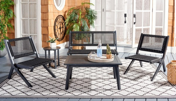 Safavieh Kobina 5 Piece Outdoor Living Set - Black / Black