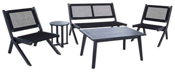 Safavieh Kobina 5 Piece Outdoor Living Set - Black / Black