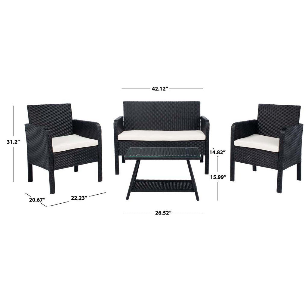 Safavieh Aboka 4Pc Living Set - Black/Beige