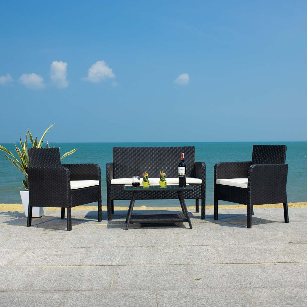 Safavieh Aboka 4Pc Living Set - Black/Beige