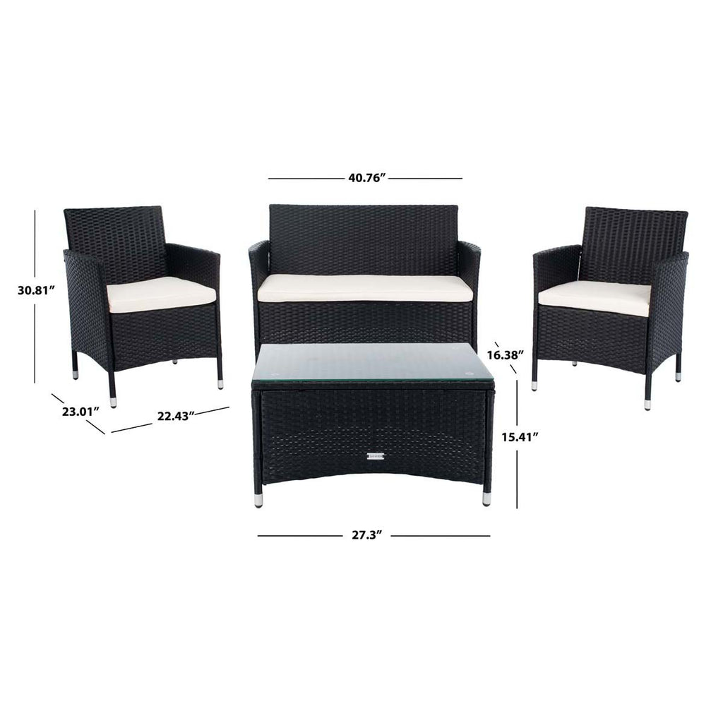 Safavieh Bandele 4Pc Living Set - Black/Beige