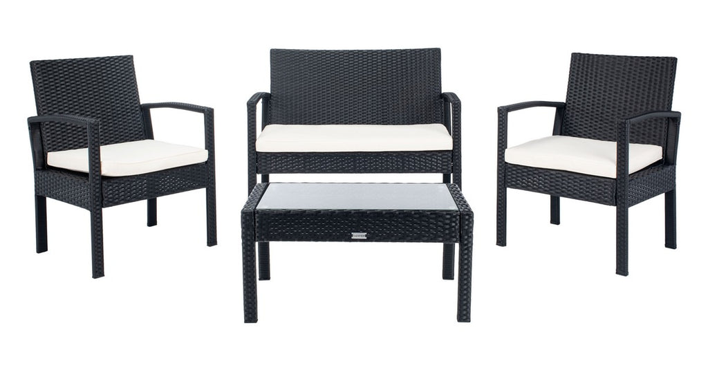 Safavieh Bassey 4Pc Living Set - Black/Beige