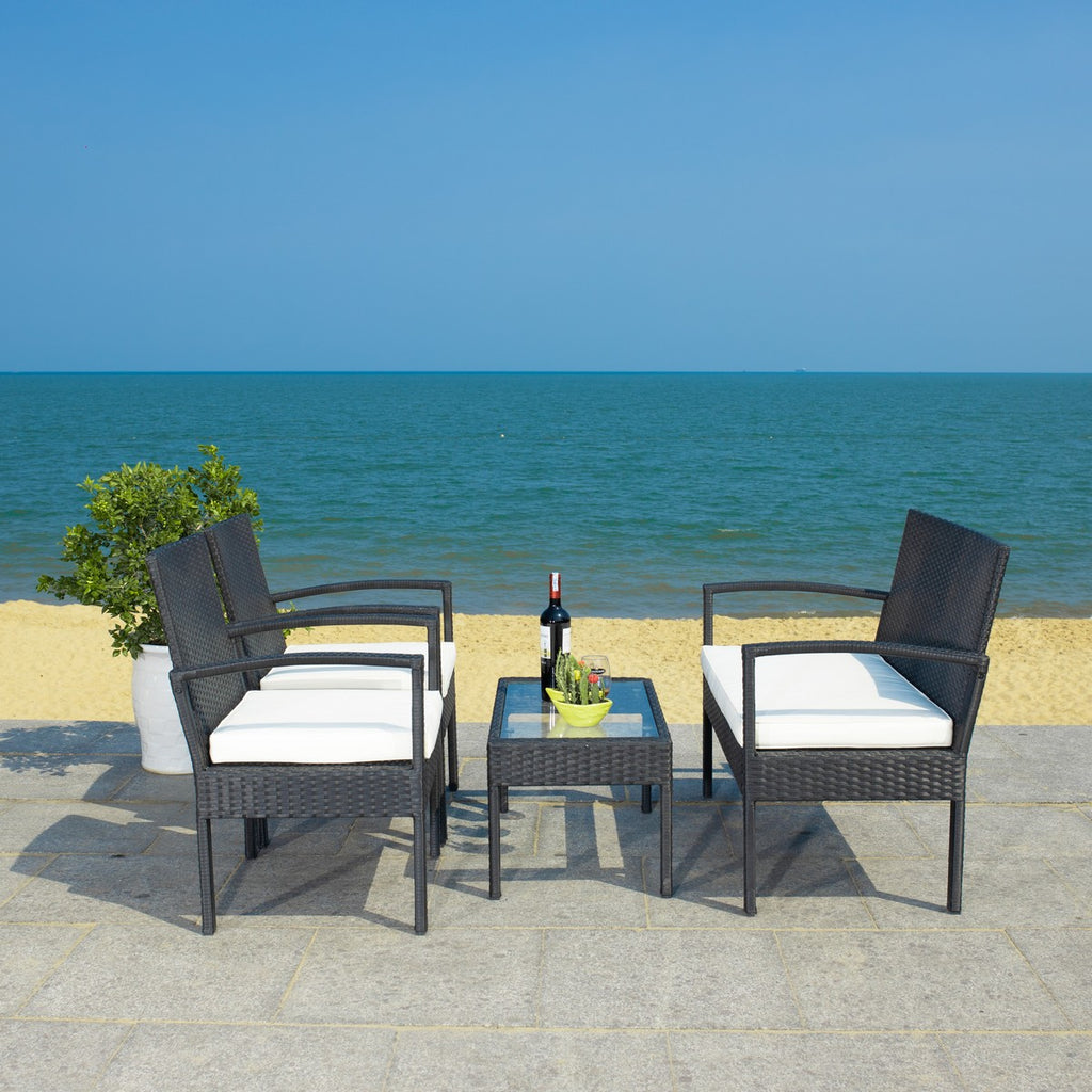 Safavieh Bassey 4Pc Living Set - Black/Beige