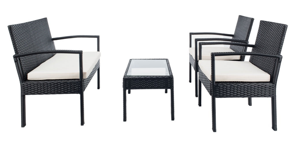 Safavieh Bassey 4Pc Living Set - Black/Beige