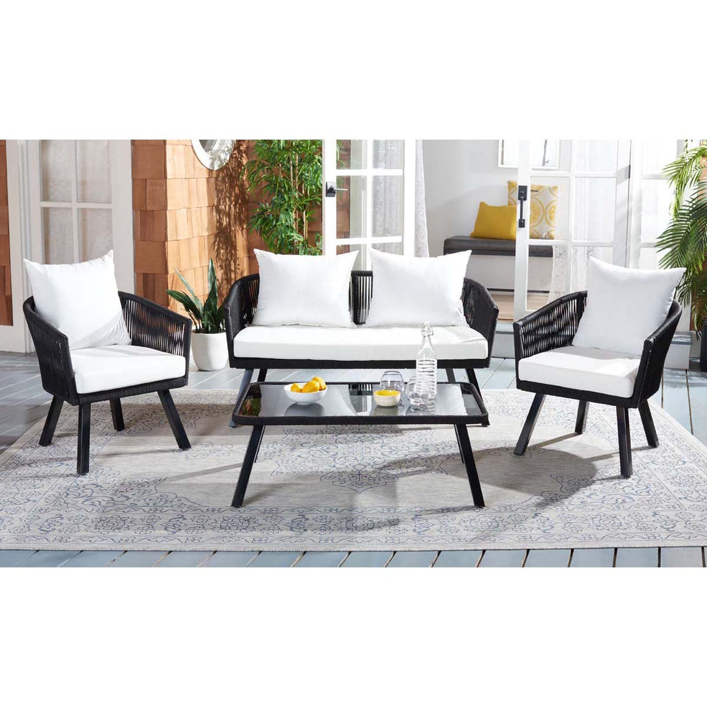 Safavieh Belmi 4Pc Rope Living Set - Black/Beige