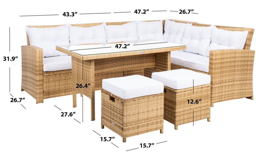 Safavieh Miki 6 Piece Corner Set - Natural / White