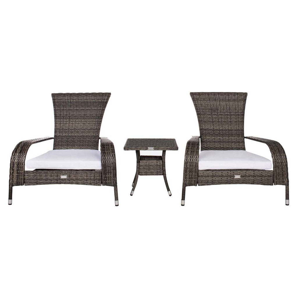 Safavieh Edna 3 Piece Lounge Set - Grey Brown / White