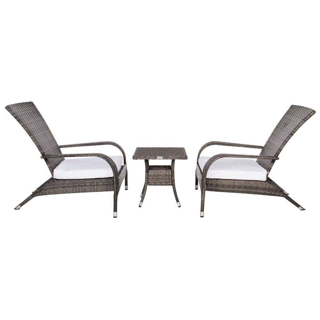 Safavieh Edna 3 Piece Lounge Set - Grey Brown / White