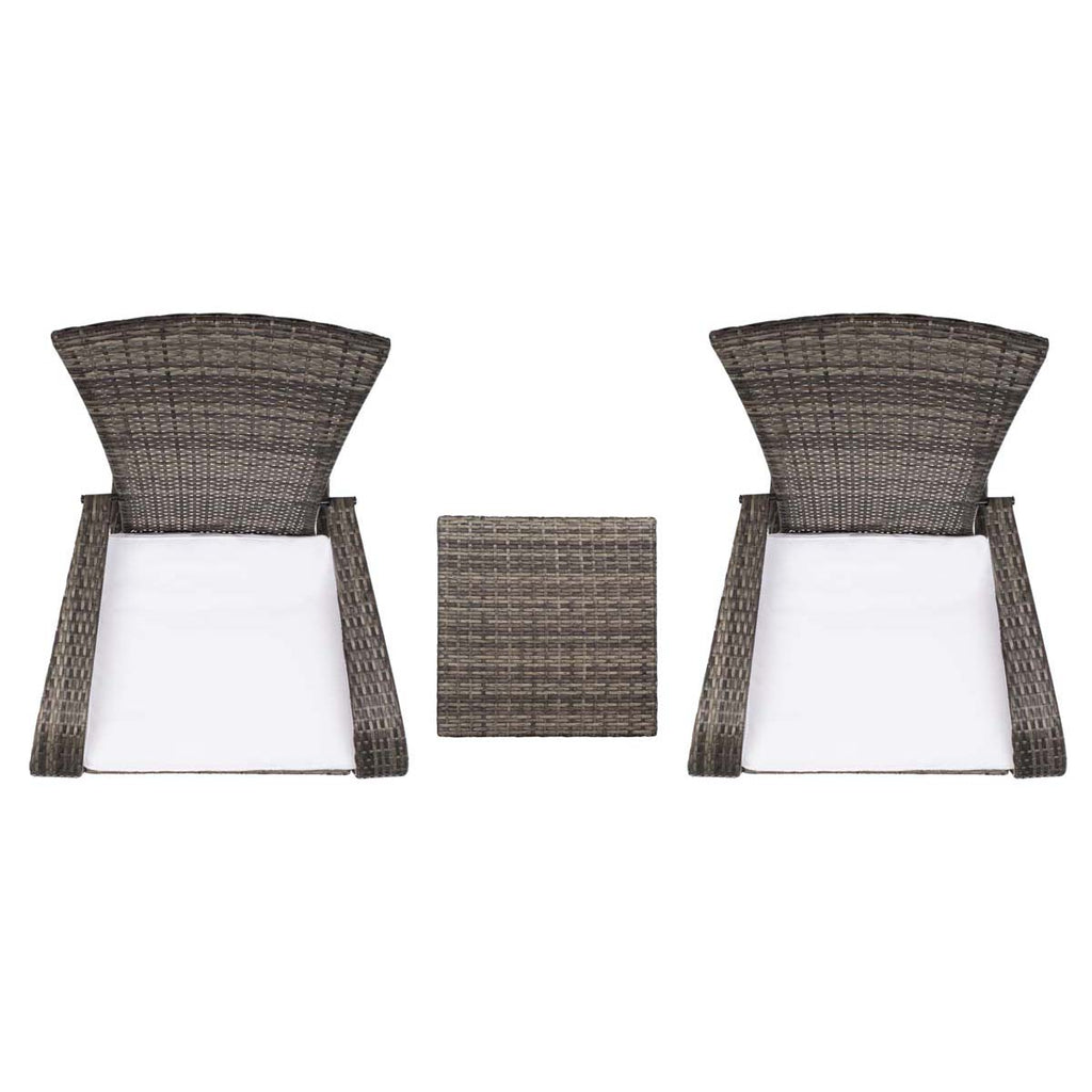 Safavieh Edna 3 Piece Lounge Set - Grey Brown / White