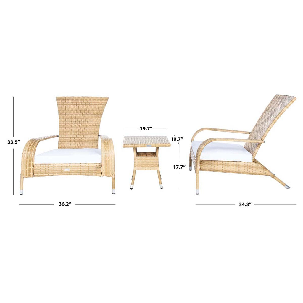 Safavieh Edna 3 Piece Lounge Set - Natural / White