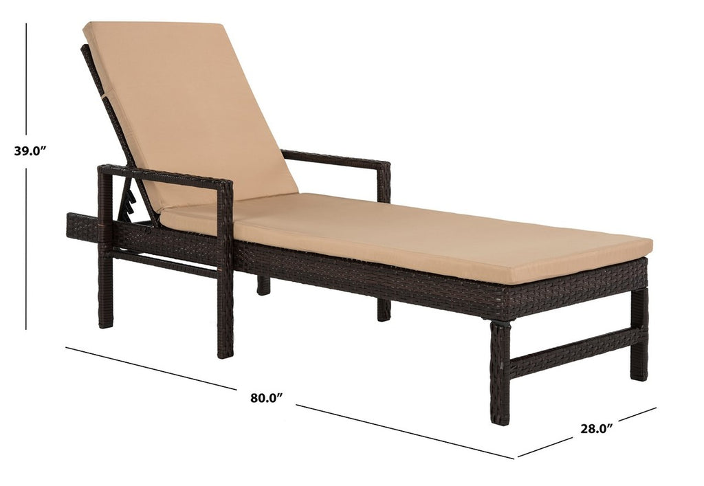 Safavieh Alma Rattan Sun Lounger - Brown/Beige