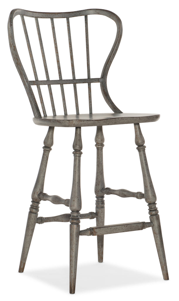 Ciao Bella Spindle Back Bar Stool-Speckled Gray | Hooker Furniture - 5805-75361-96