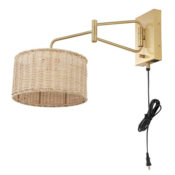 Safavieh Bramley Wall Sconce - Brass/Natural Rattan (Set of 2)