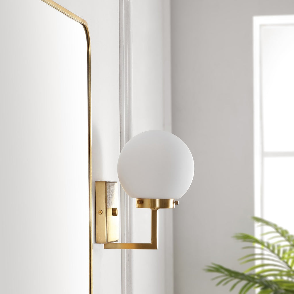 Safavieh Ganon Wall Sconce - Satin Brass/Opal (Set of 2)