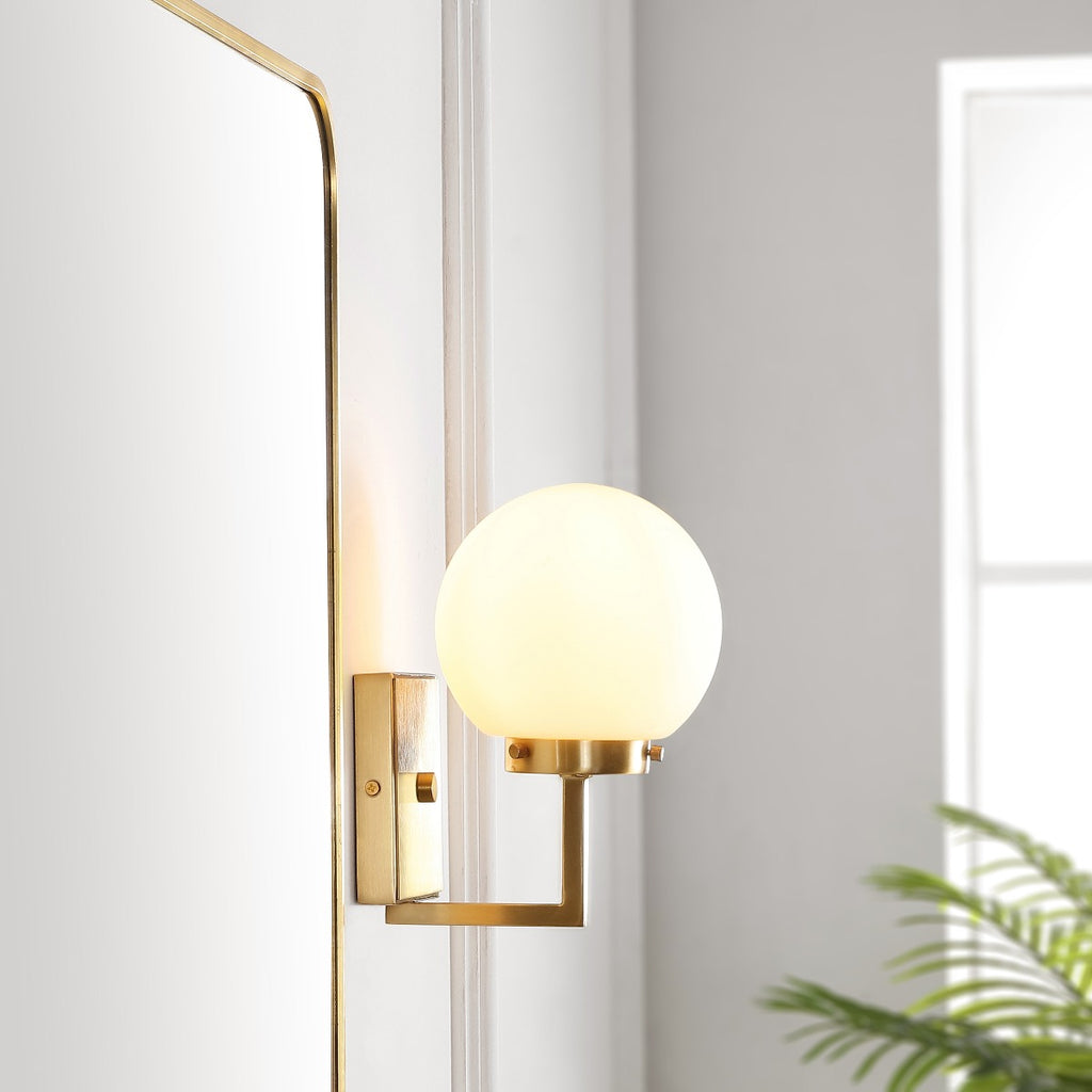 Safavieh Ganon Wall Sconce - Satin Brass/Opal (Set of 2)