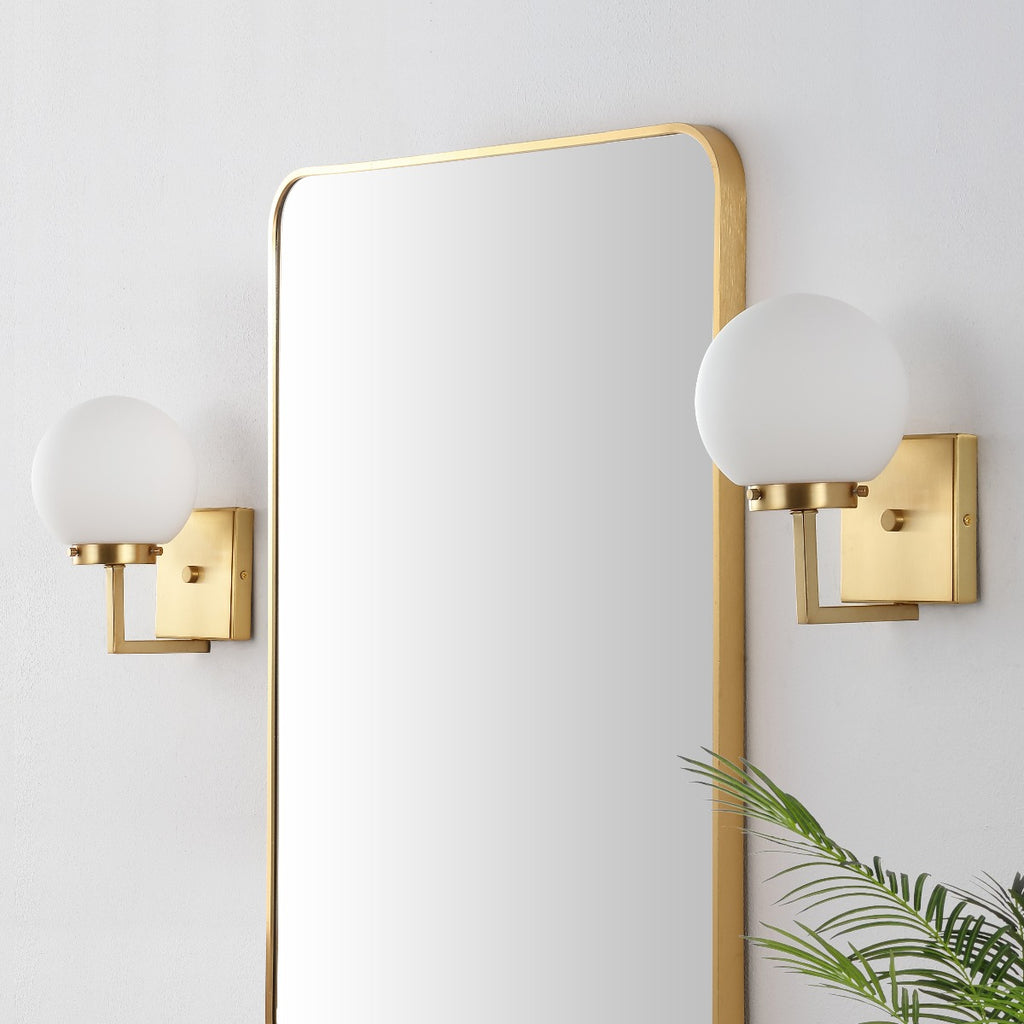 Safavieh Ganon Wall Sconce - Satin Brass/Opal (Set of 2)