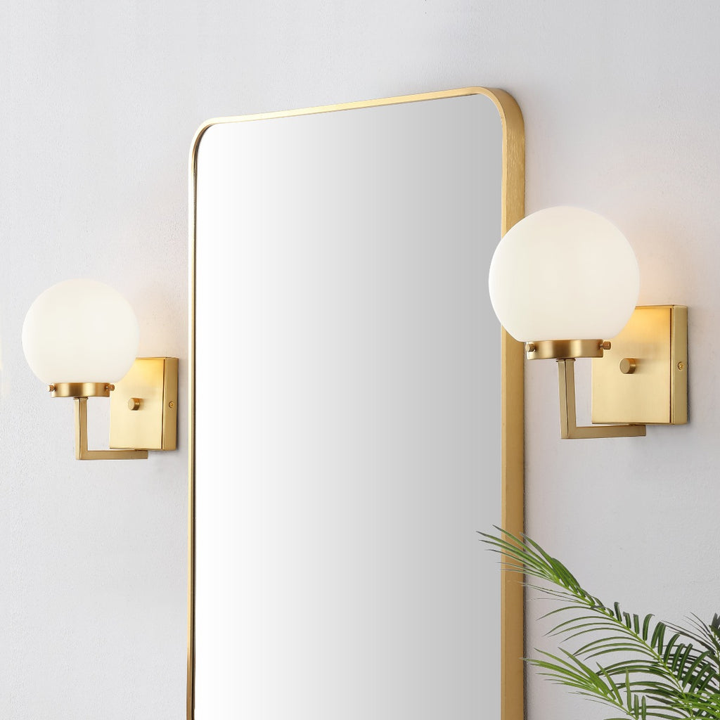 Safavieh Ganon Wall Sconce - Satin Brass/Opal (Set of 2)