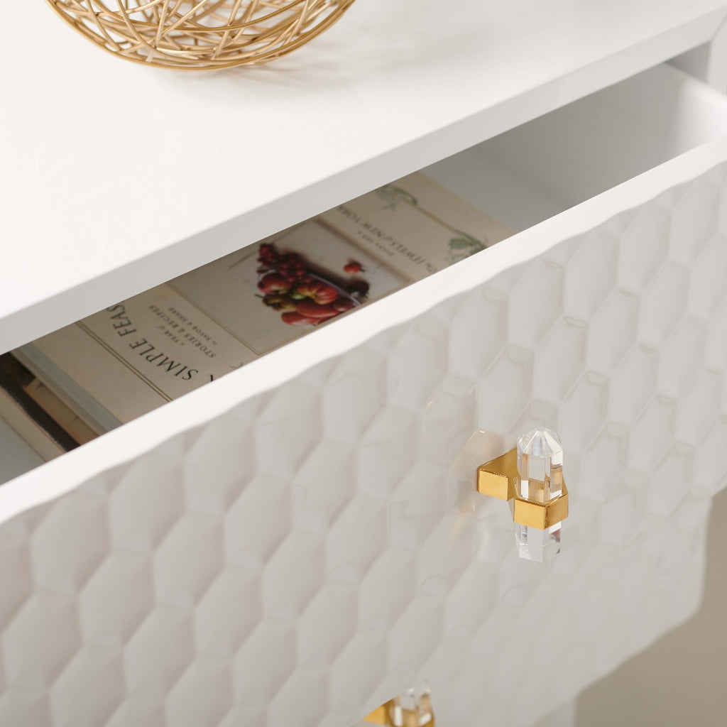 Safavieh Couture Neptune 2 Drawer Side Table - White / Gold