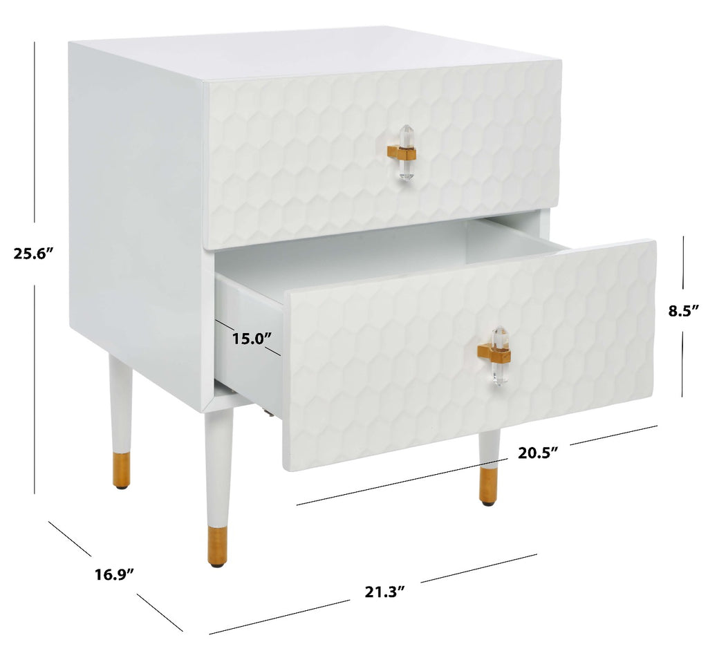 Safavieh Couture Neptune 2 Drawer Side Table - White / Gold