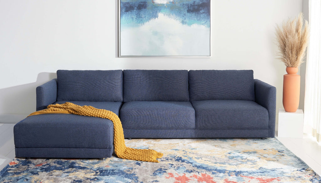 Safavieh Couture Ludovic Contemporary Sofa - Dark Blue