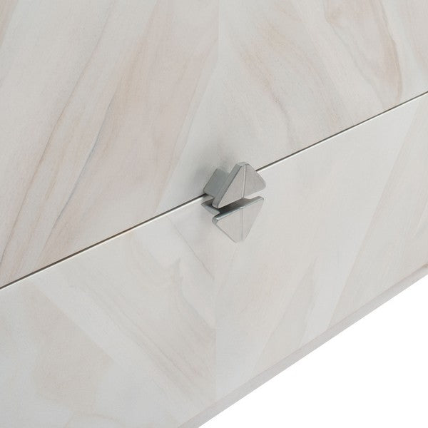 Safavieh Cora Rose Herringbone Nightstand - White Wash/White Marble