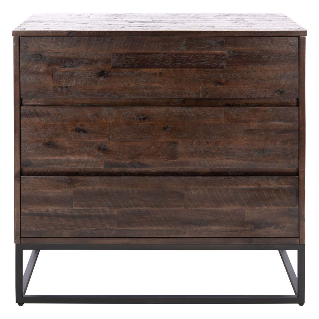 Safavieh Couture Emmarose 3 Drawer Dresser - Chocolate Brown / Black