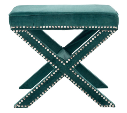Safavieh Palmer Ottoman - Silver Nail Heads - Marine