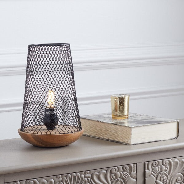 Haynes Table Lamp  | Safavieh - TBL3003 - Black/Natural Wood