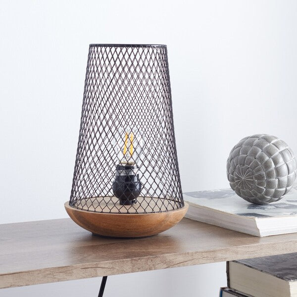 Haynes Table Lamp  | Safavieh - TBL3003 - Black/Natural Wood