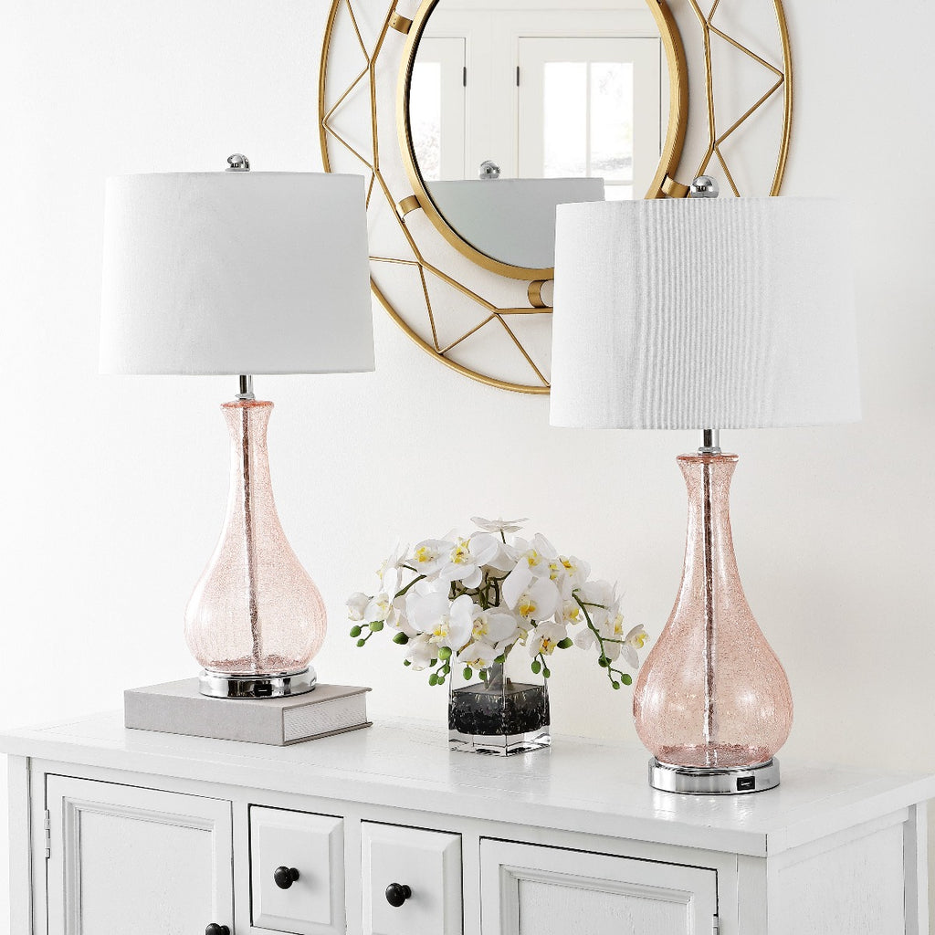 Finnley Table Lamp | Safavieh - TBL4206 - Light Blush Crackle