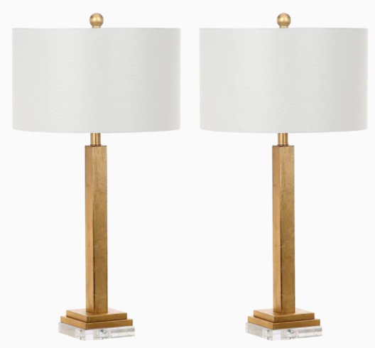 Safavieh Perri 30 Inch H Crystal Base Table Lamp - Gold / Off White (Set of 2)