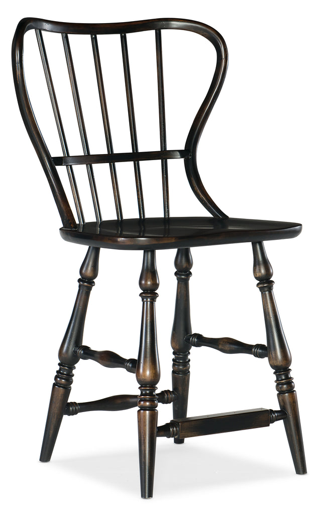 Ciao Bella Spindle Back Counter Stool-Black | Hooker Furniture - 5805-75351-99